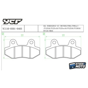 PLAQUETTES DE FREIN AVANT YCF ETRIER DOUBLE PISTONS